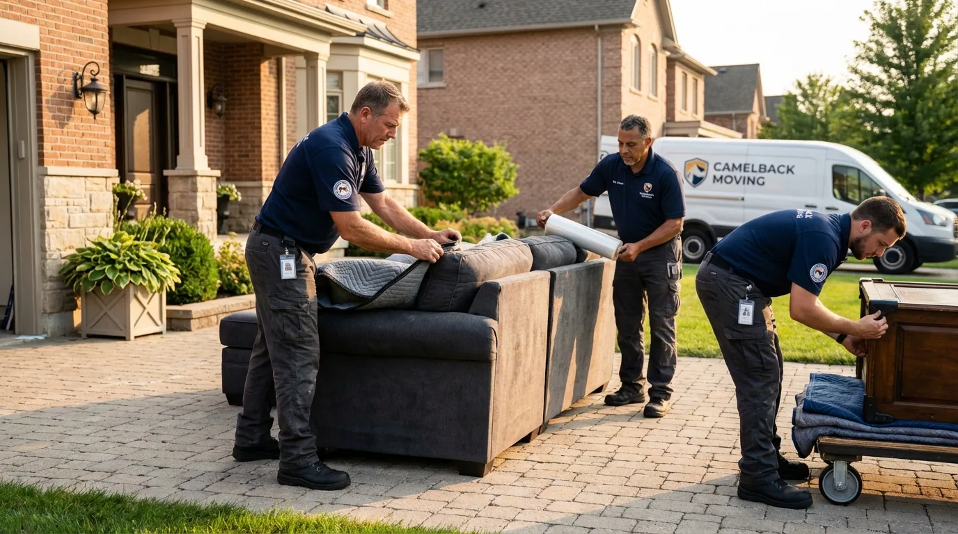 Large estate moving crew wrapping furniture in Melrose, MN